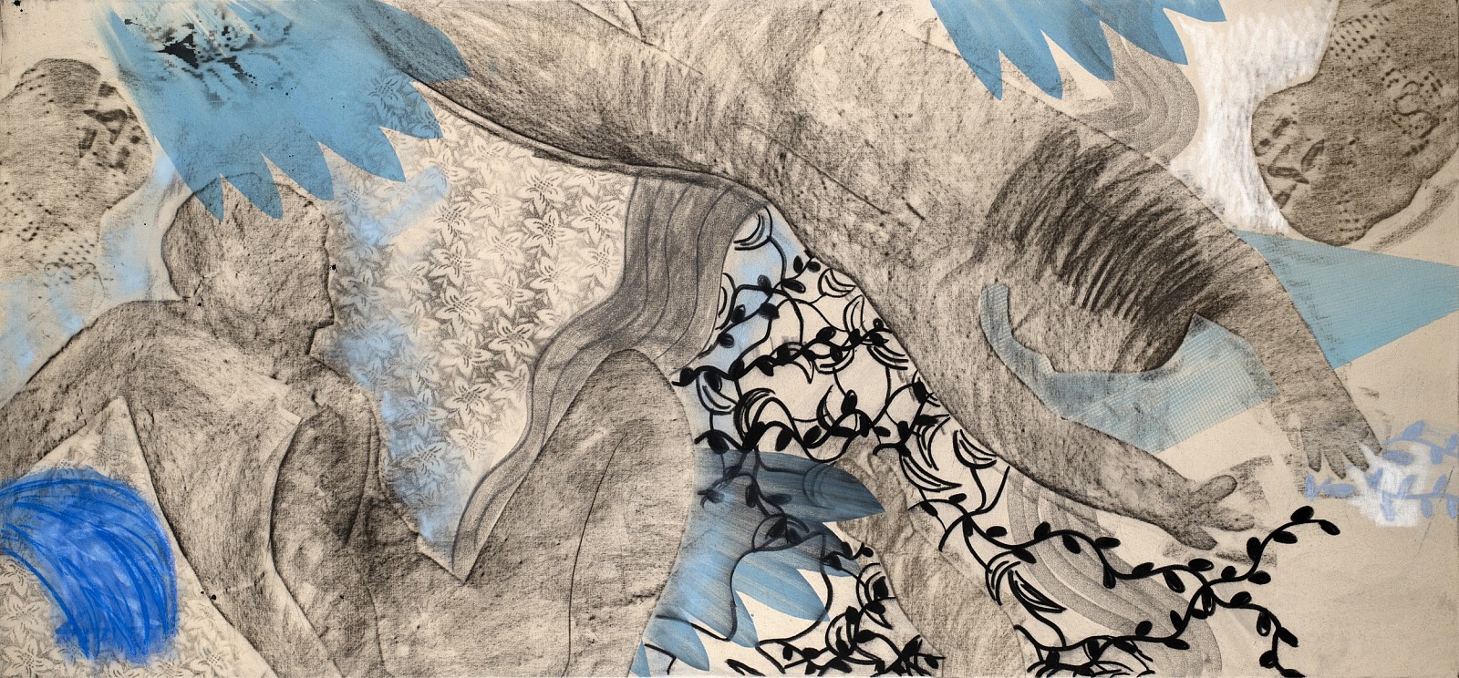 Sara Benninga, Swimmers 1
2023, Charcoal, dry pastel, graphite, acrylic on canvas