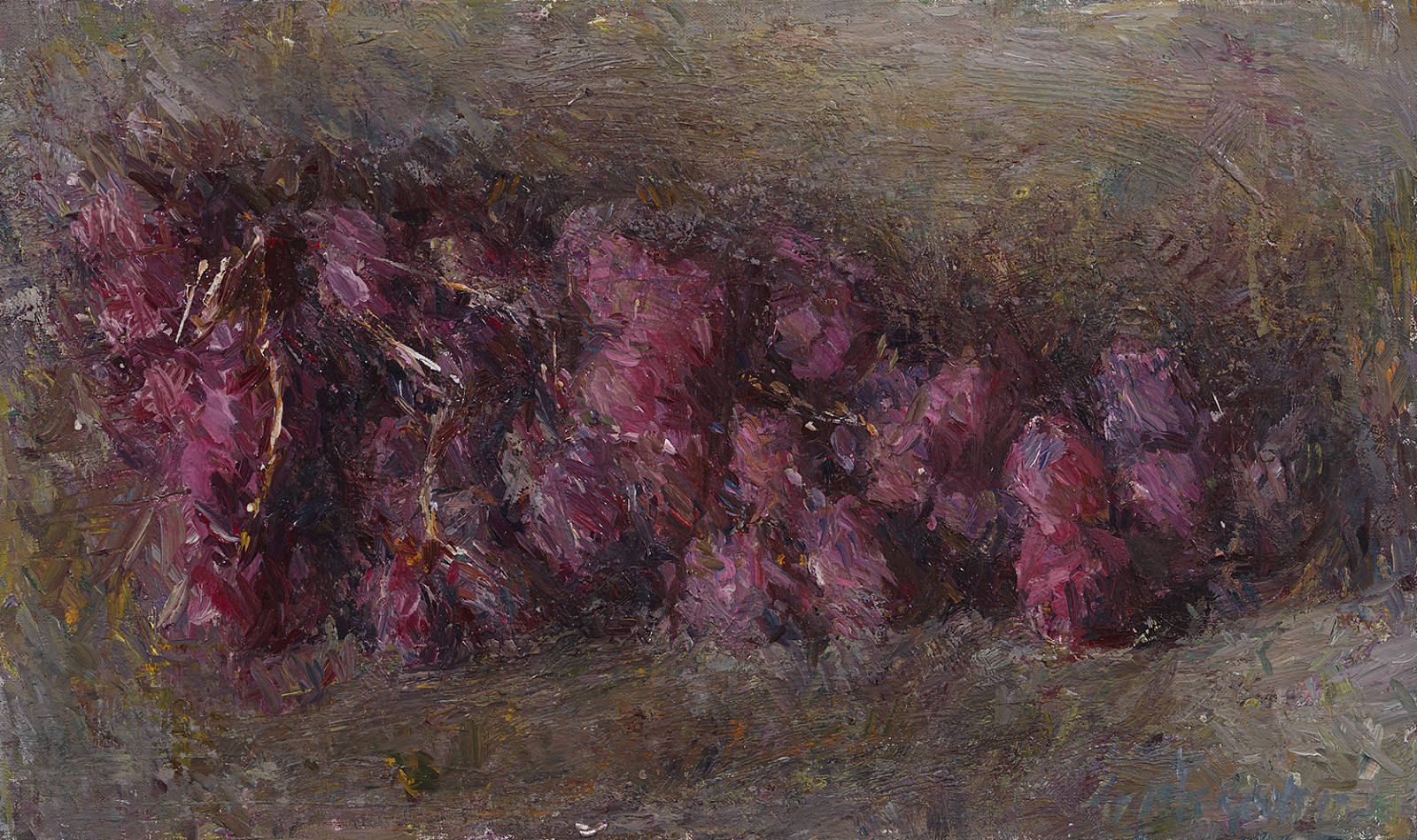 Daniel Enkaoua, Les raisins allongés
2018-19, Oil on canvas mounted on wood
