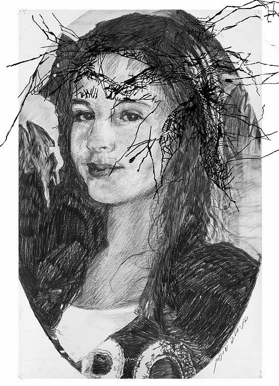 Daniella Sheinman, Untitled (My Mona Lisa I)
2015, Oil, fabric and pigment on canvas