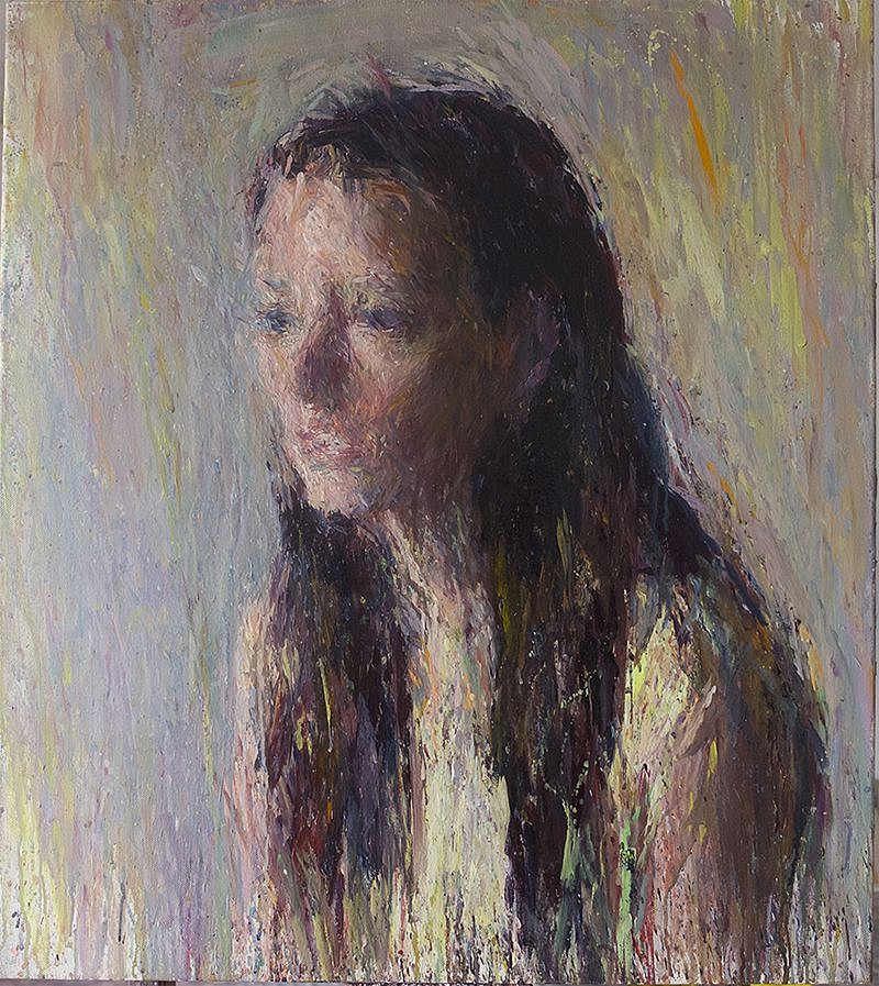 Daniel Enkaoua, Portrait de Aure en jaune clair
2019-20, Oil on canvas