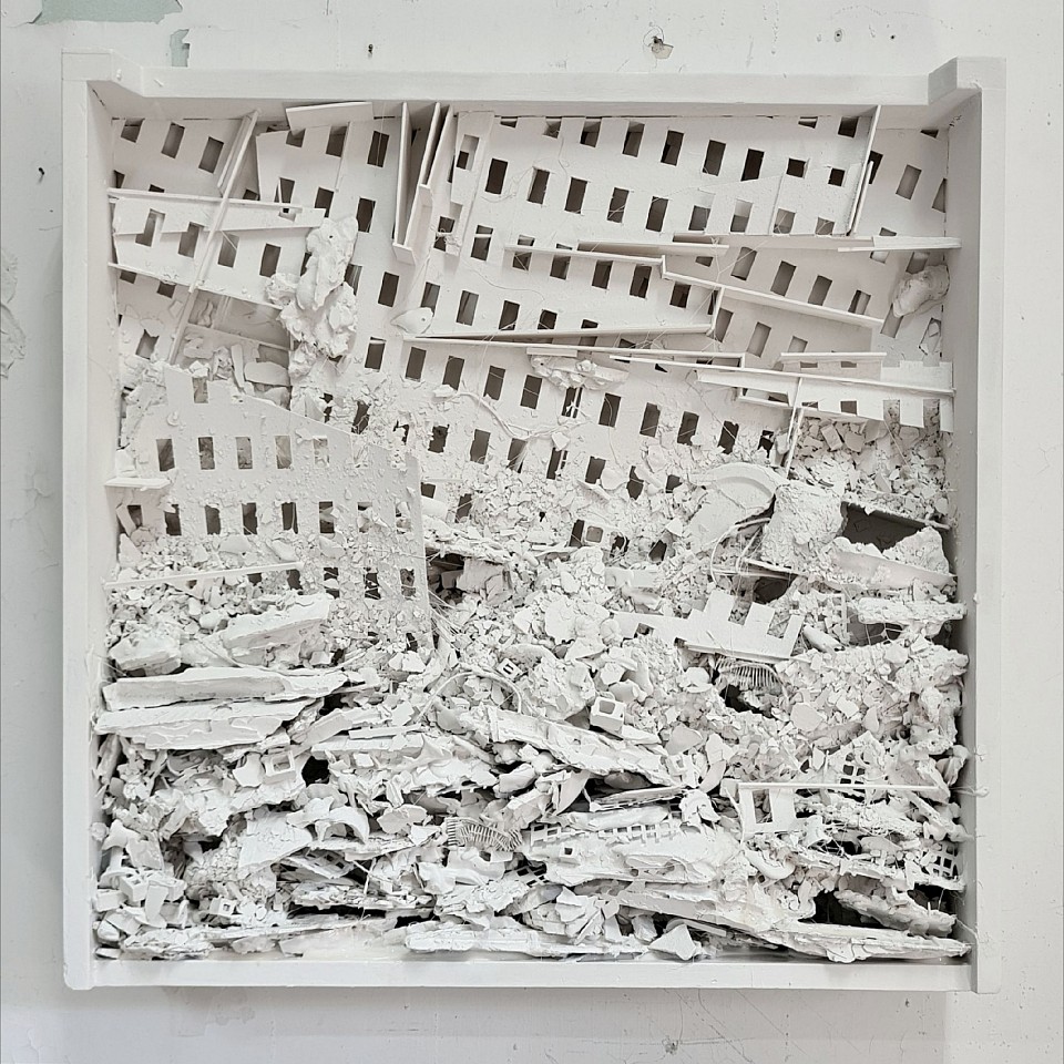 Amir Tomashov, Contingency plan 1
2023, Cardboard, wood, plaster snd synthetic paint in a wood drawer