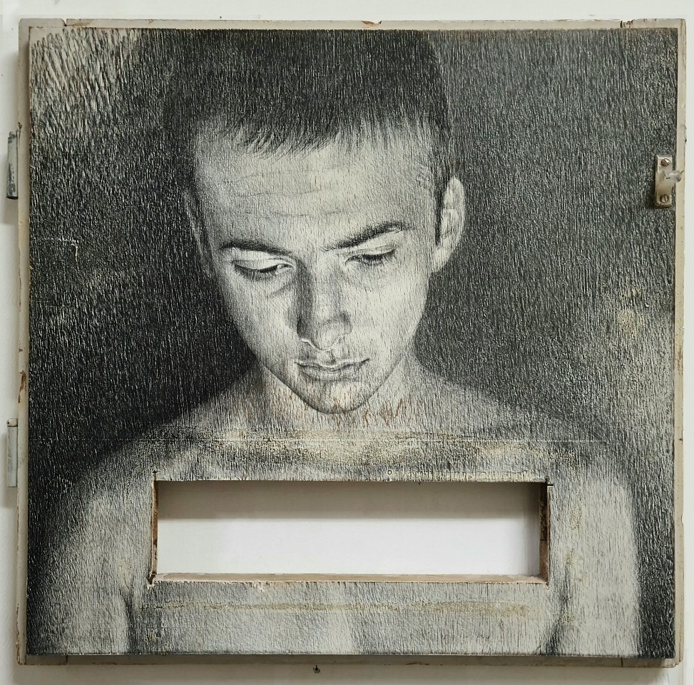 Amir Tomashov, Still Waiting 2
2024, Graphite on plywood [found cabinet door]