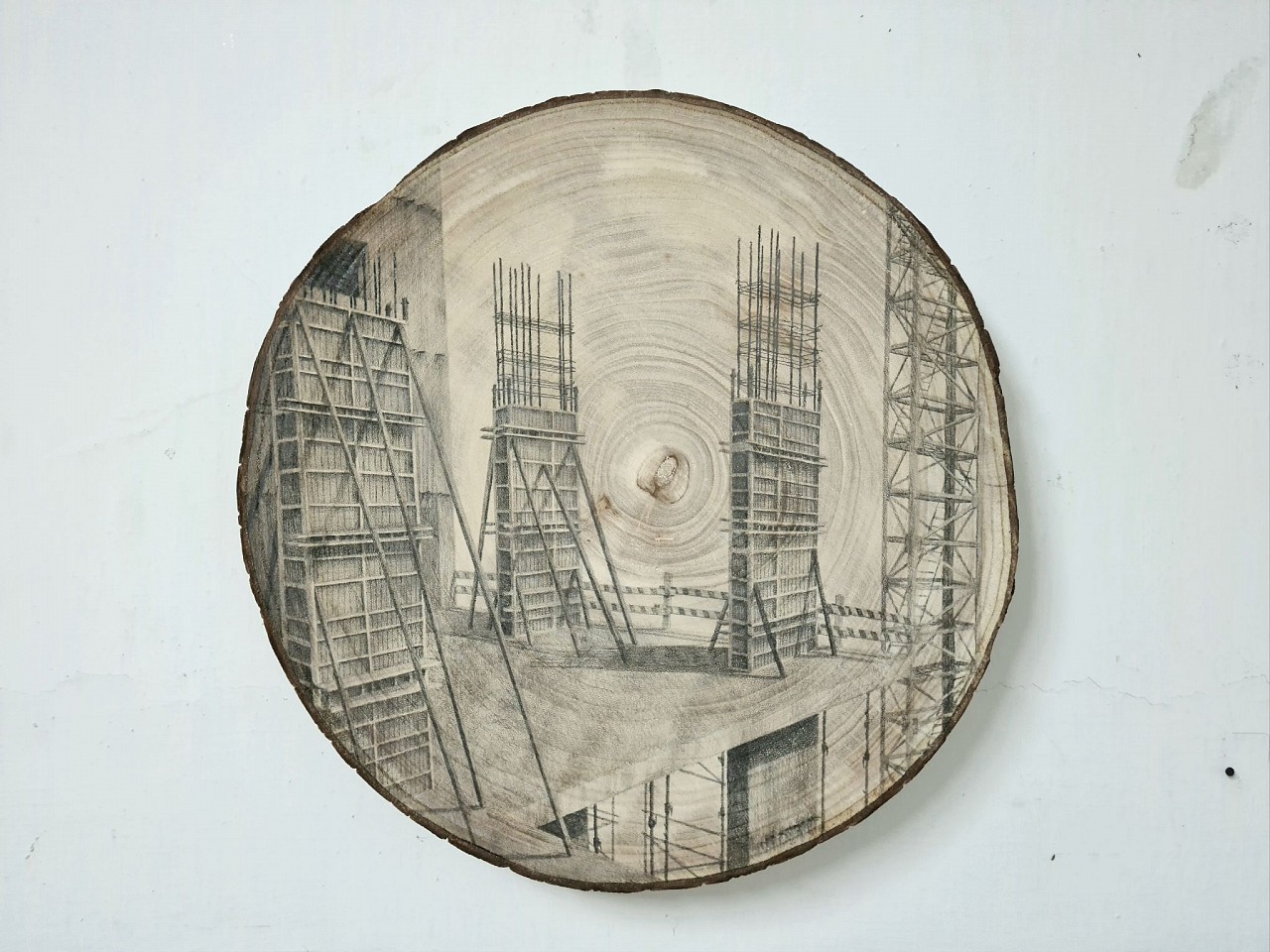 Amir Tomashov, Unrooted 5
2021, Graphite on wood