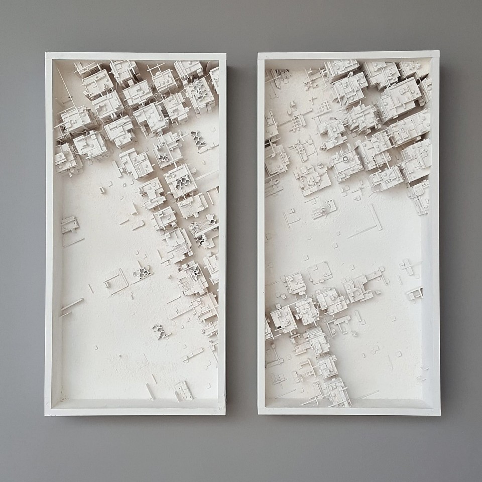 Amir Tomashov, post traumatic model 11a
2019, Wood, plaster, cardboard, linen and synthetic paint in wooden drawer